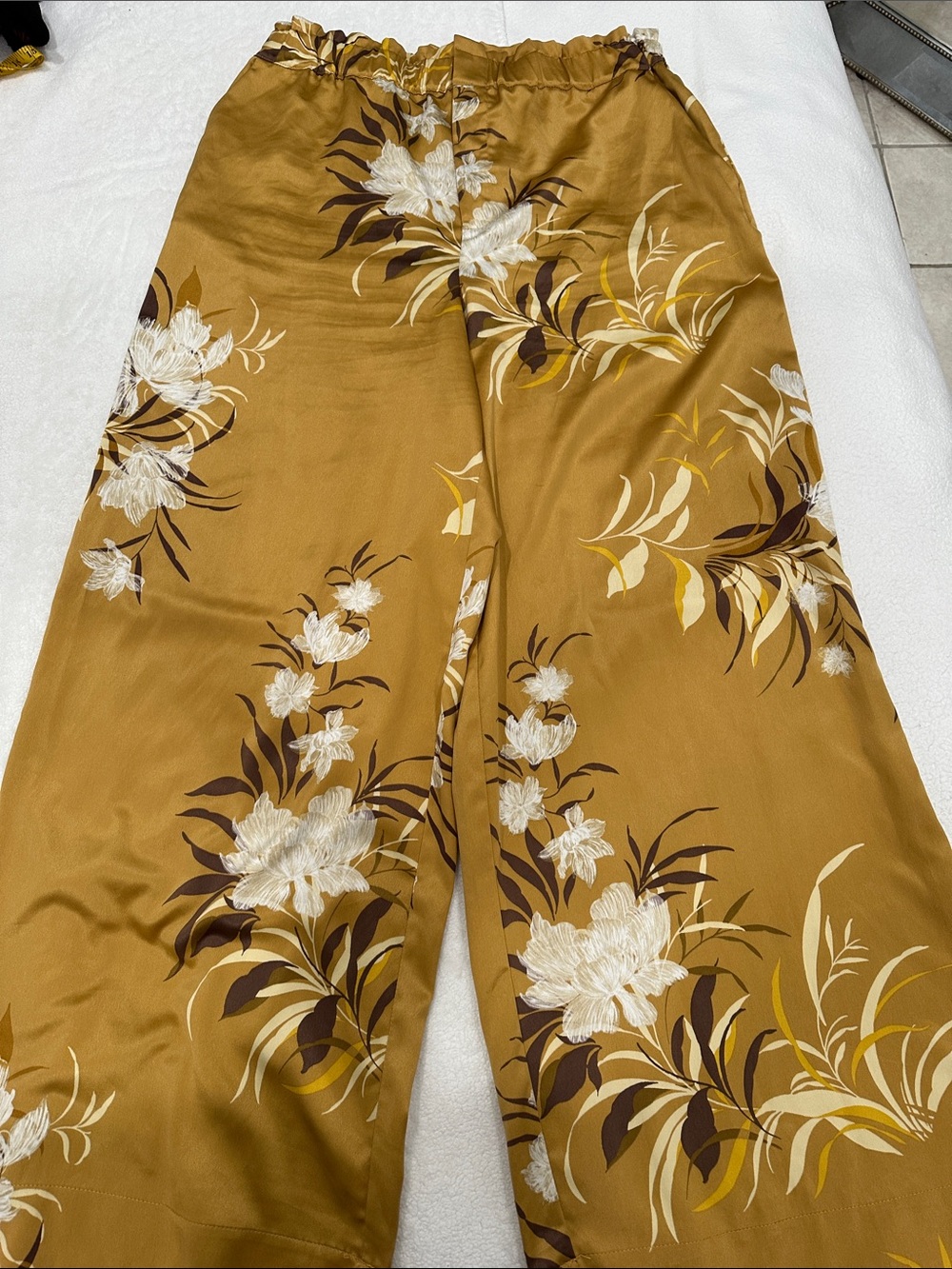 RACHEL Rachel Roy Mustard Floral Wide-Leg Pants size L